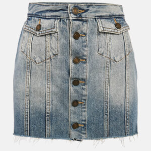 saint laurent paris blue washed denim mini skirt s waist 25"