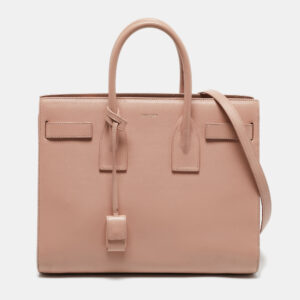 saint laurent pink leather small classic sac de jour tote