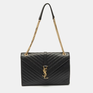 luxury-women-saint-laurent-paris-used-handbags-p1142773-009.jpg saint laurent black matelassé leather large monogram envelope shoulder bag