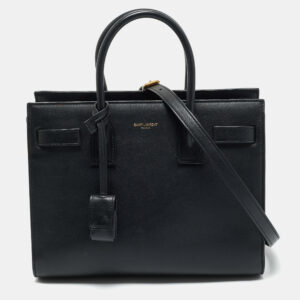 saint laurent black leather baby classic sac de jour tote