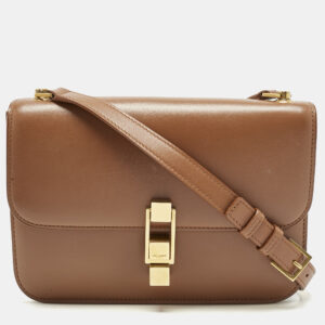 saint laurent brown leather le carre shoulder bag