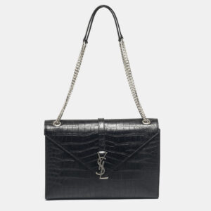luxury-women-saint-laurent-paris-used-handbags-p1205771-001.jpg saint laurent black croc embossed leather large monogram envelope shoulder bag