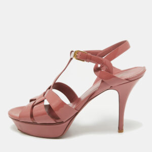 saint laurent pink patent leather tribute sandals size 41