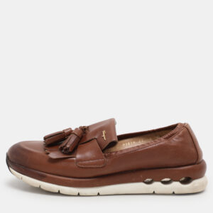 salvatore ferragamo brown leather loafers size 35.5