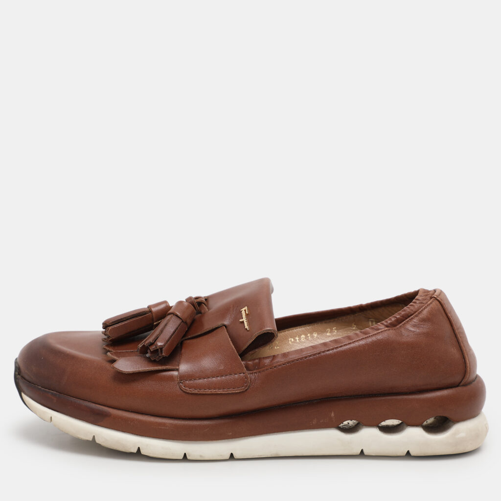 Salvatore Ferragamo Brown Leather Loafers Size 35.5
