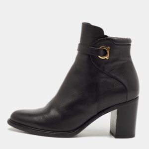 salvatore ferragamo black leather figaro ankle boots size 37.5