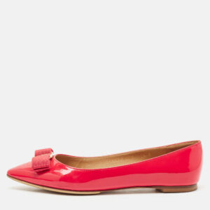 salvatore ferragamo red patent leather zeri ballet flats size 37