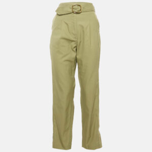 luxury-women-sandro-used-clothes-p1171867-001.jpg sandro sage green gabardine cotton belted high rise trousers m