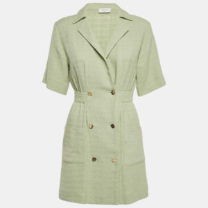 luxury-women-sandro-used-clothes-p1180104-007.jpg sandro green tweed button front double breasted mini dress s