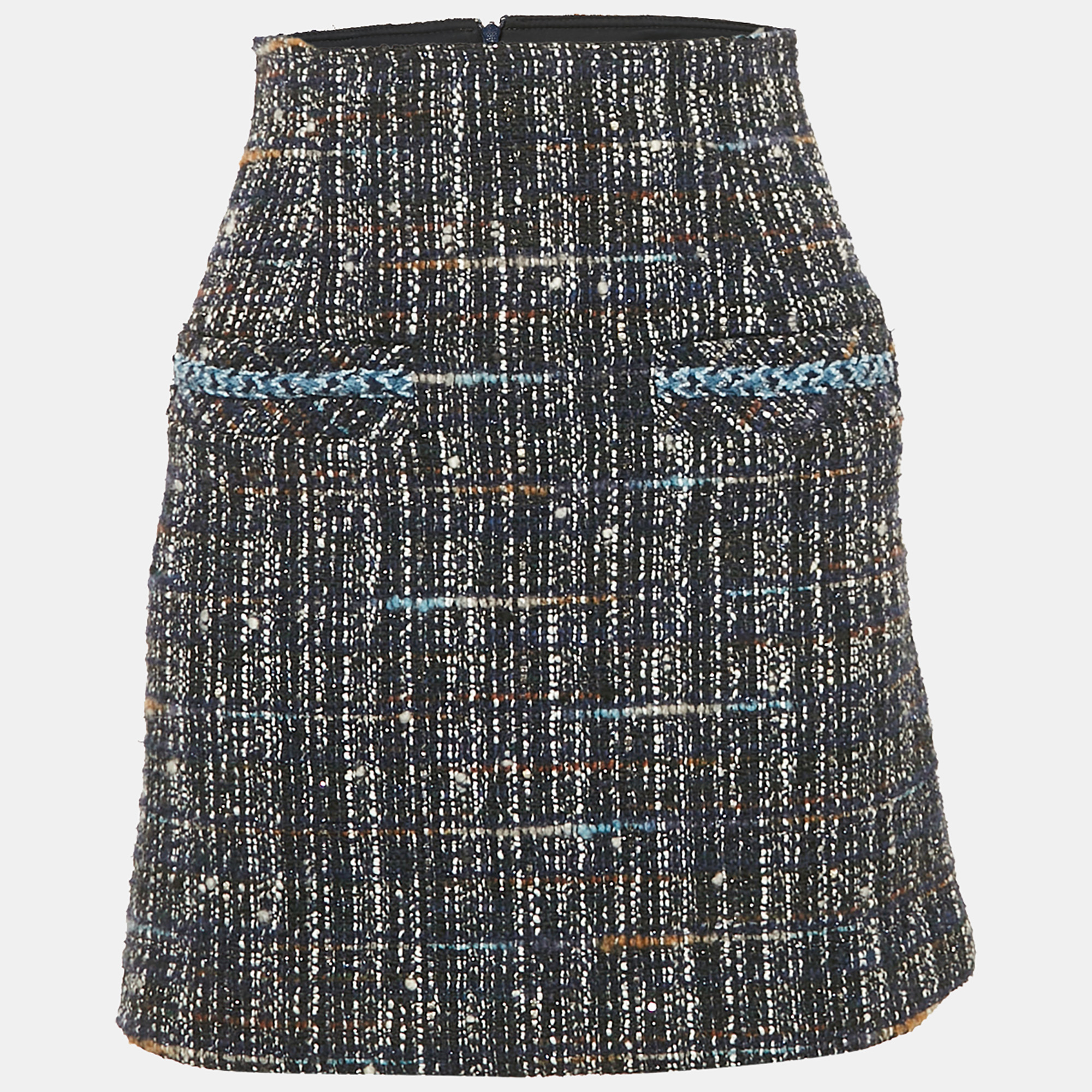sandro navy blue tweed mini skirt xs