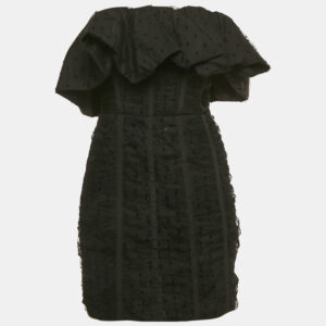 luxury-women-self-portrait-used-clothes-p1185767-004.jpg self-portrait black flocked tulle strapless mini dress m
