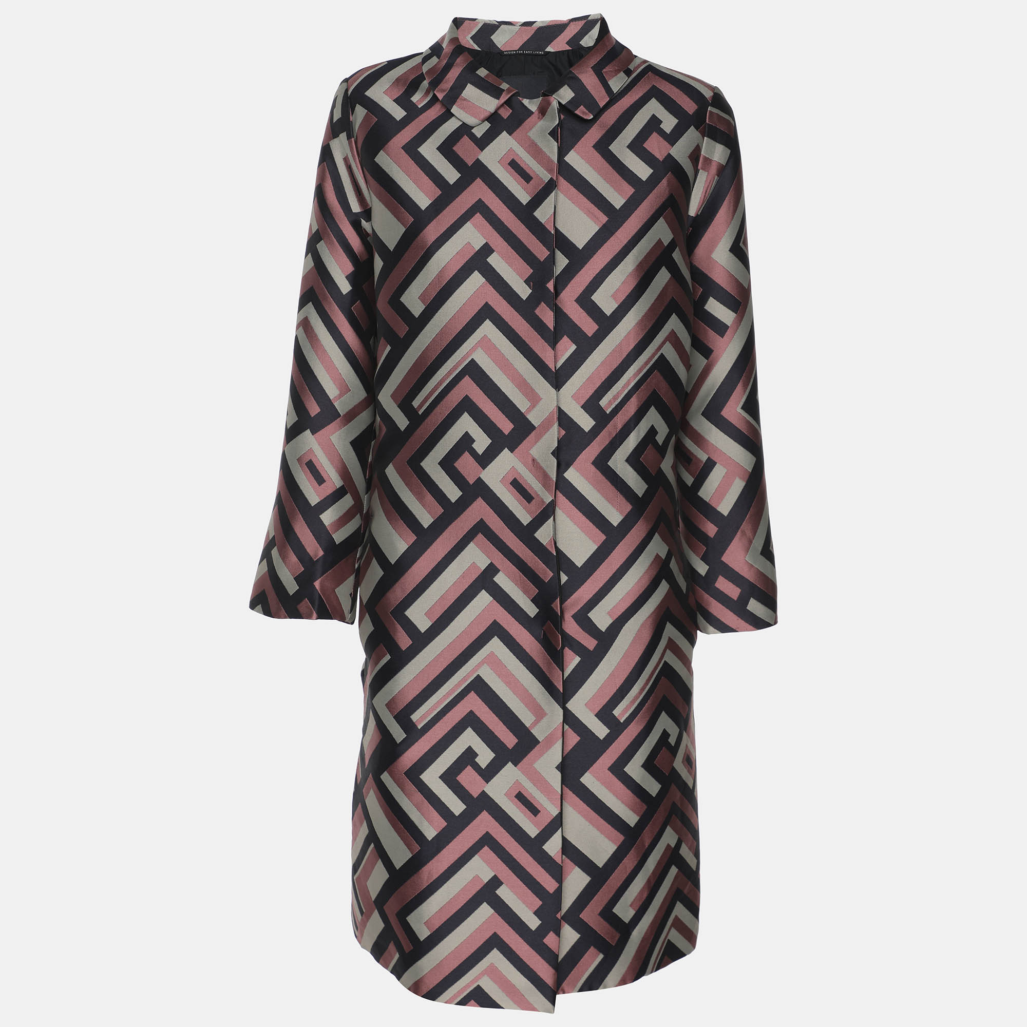 s'max mara multicolor jacquard mid length coat m