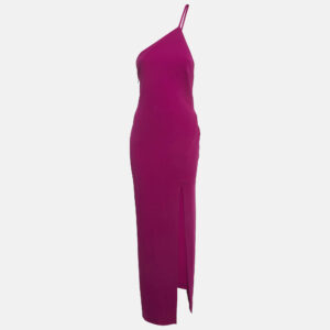 solace london purple crepe one-shoulder maxi dress m