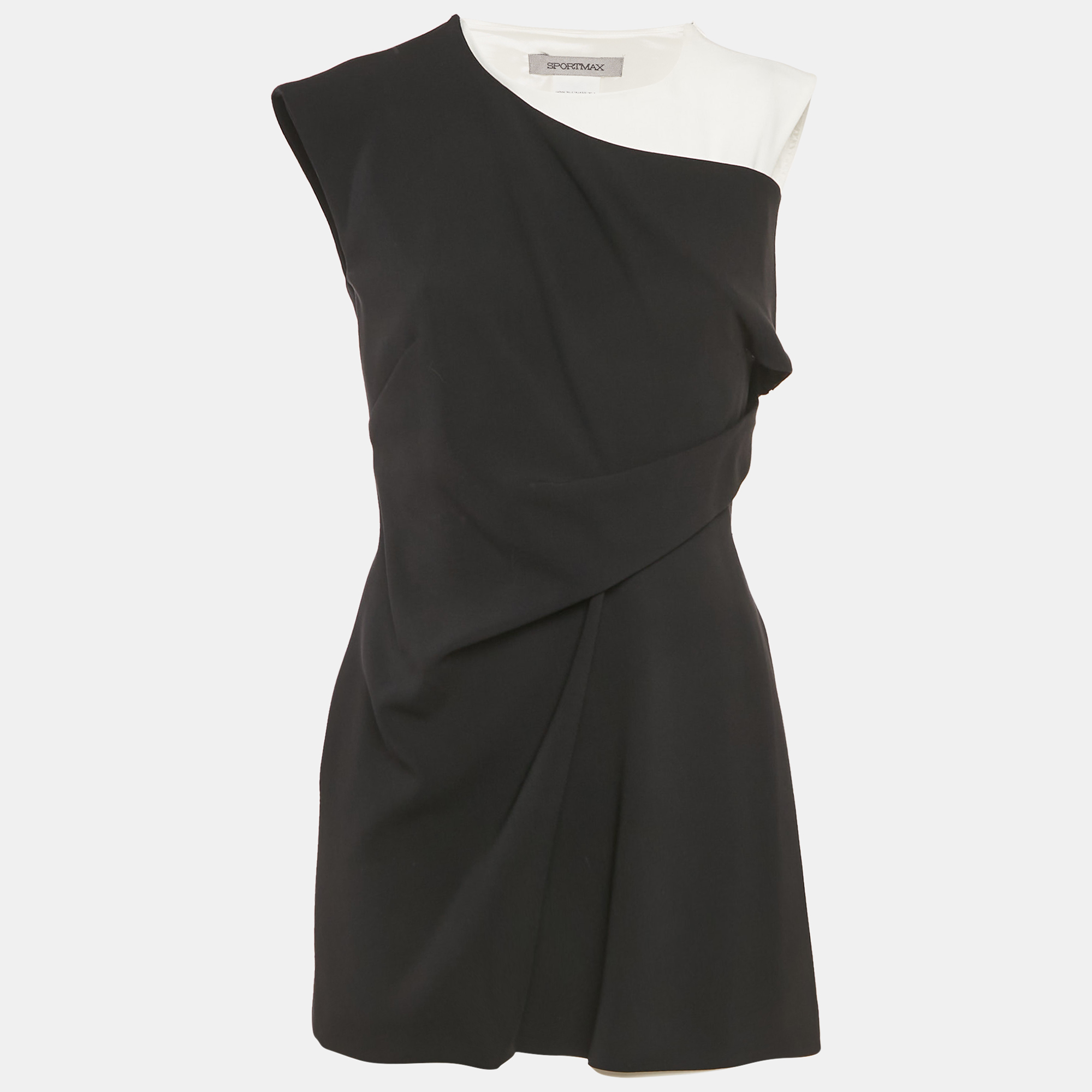 sportmax black stretch crepe layered mini dress s