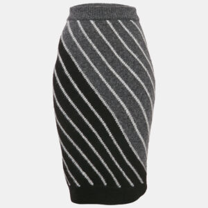 stella mccartney grey striped wool midi skirt xs