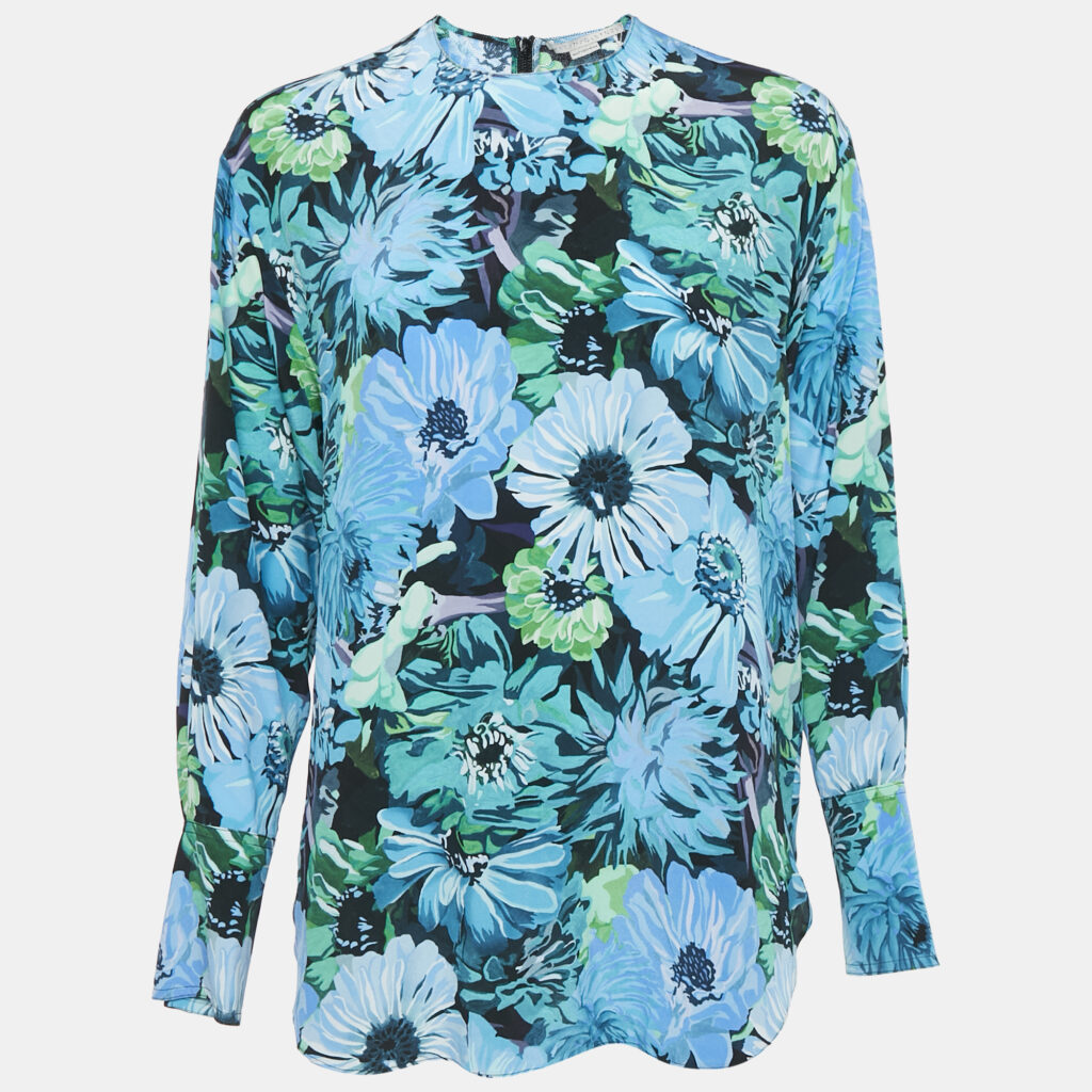 luxury-women-stella-mccartney-new-clothes-p1128711-002.jpg Stella McCartney Blue Floral Print Silk Blouse S