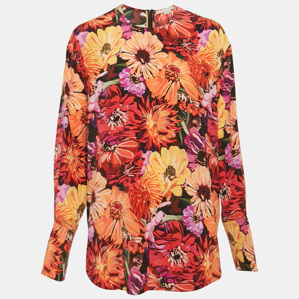 luxury-women-stella-mccartney-new-clothes-p1129677-005-2.jpg Stella McCartney Red Poppy Print Silk Long Sleeve Blouse M
