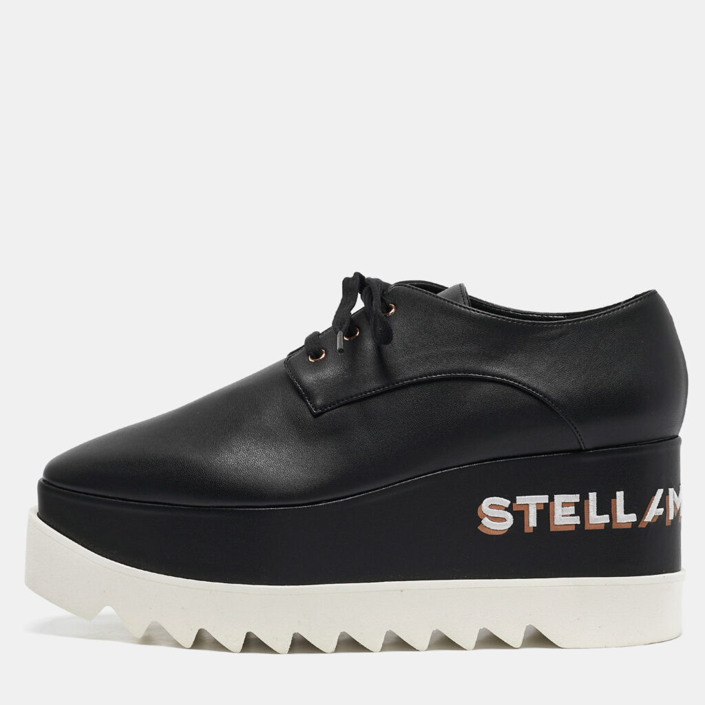luxury-women-stella-mccartney-new-shoes-p1124215-001.jpg Stella McCartney Black Faux Leather Elyse Platform Sneakers Size 39.5