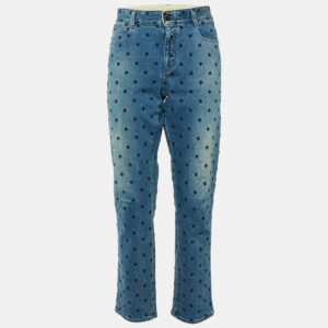 stella mccartney blue embroidered denim slim fit jeans l/waist 36"