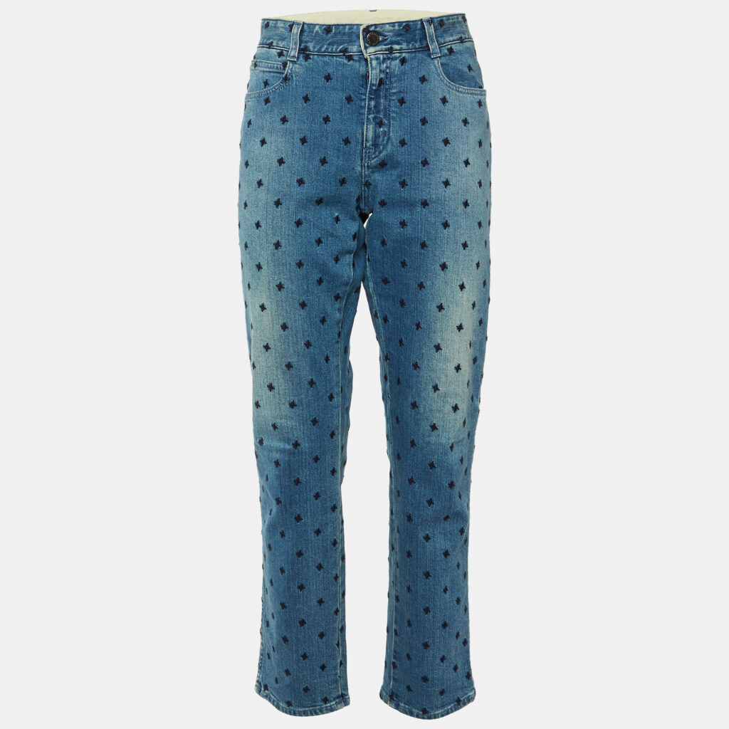 luxury-women-stella-mccartney-used-clothes-p1122083-003.jpg Stella McCartney Blue Embroidered Denim Slim Fit Jeans L/Waist 36"