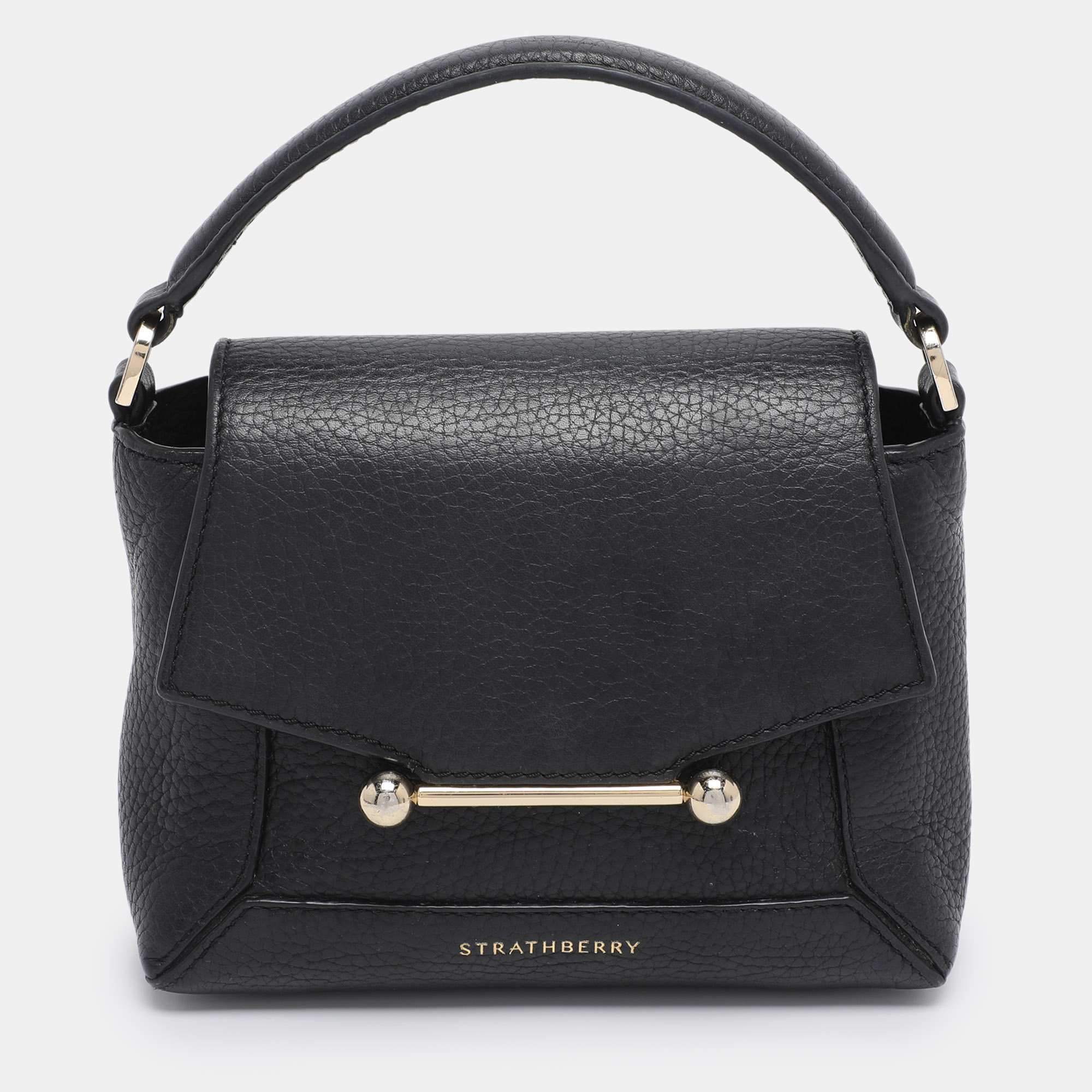 strathberry black leather nano mosaic crossbody bag