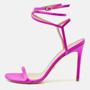 stuart weitzman fuchsia satin ankle strap sandals size 41
