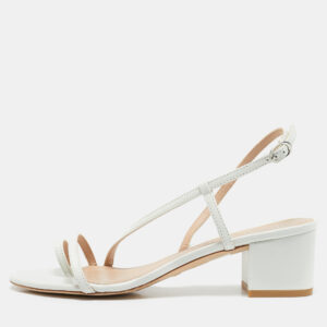 stuart weitzman white leather soiree sleek slingback sandals size 38