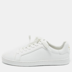 stuart weitzman white leather low top sneakers size 39.5