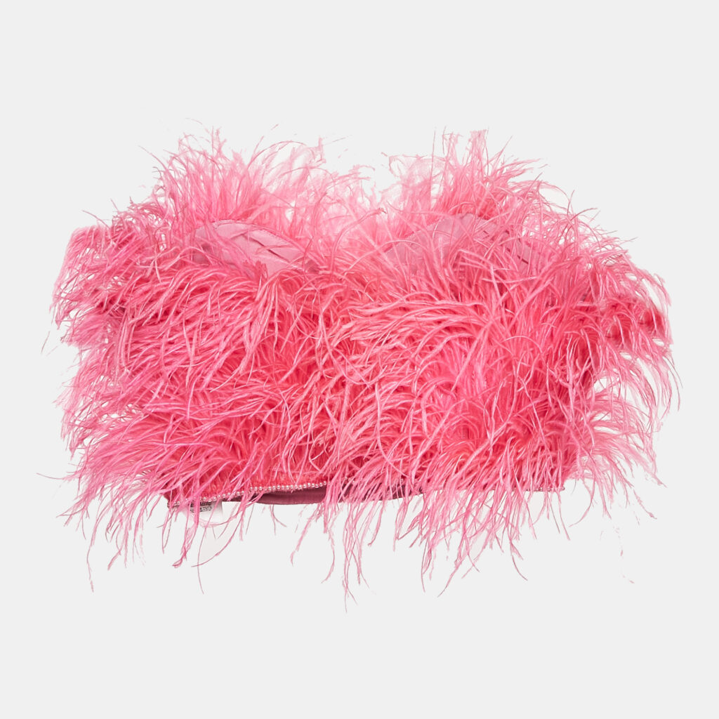 The Attico Fuchsia Pink Feather Beads Detail Bustier Top M