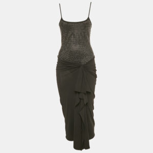 luxury-women-the-attico-used-clothes-p1210276-002.jpg the attico black stud embellished knit drape detail sleeveless midi dress s