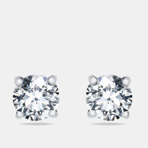 2.10 cts round brilliant cut 18k white gold lab grown diamond solitaire stud earrings