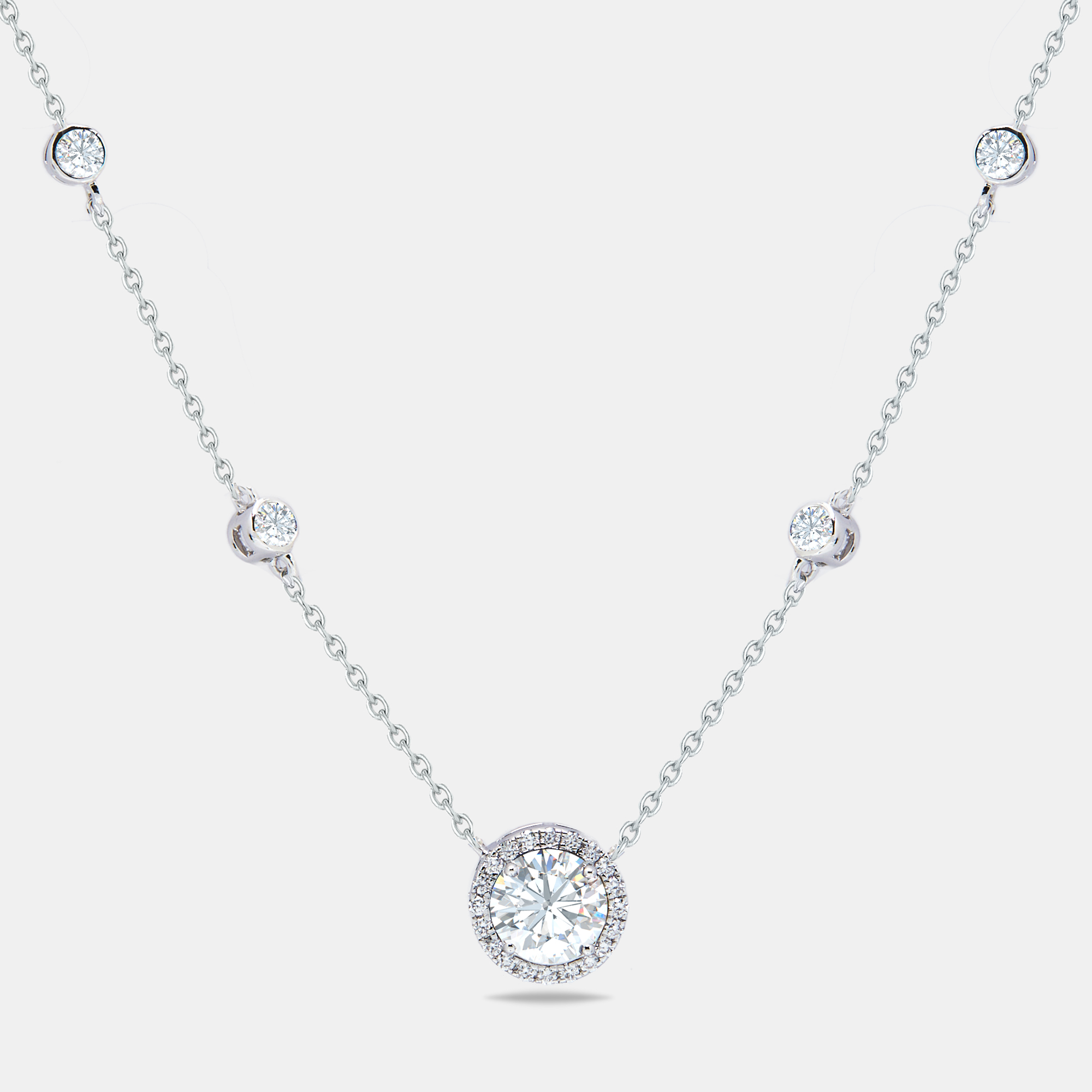 1.80 cts round briliant cut 14k white gold necklace