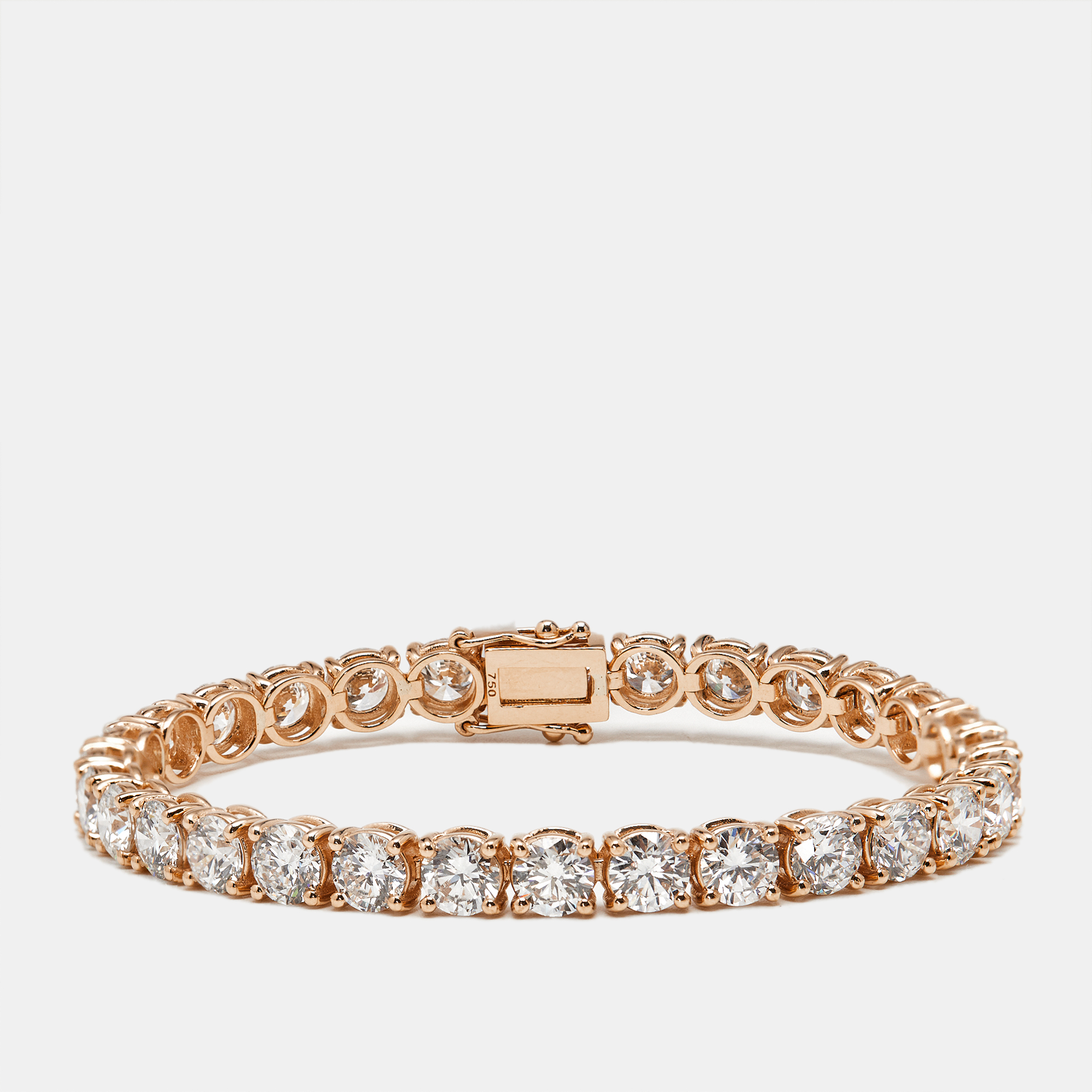 14.50 cts round brilliant lab grown diamonds 18k rose gold tennis bracelet