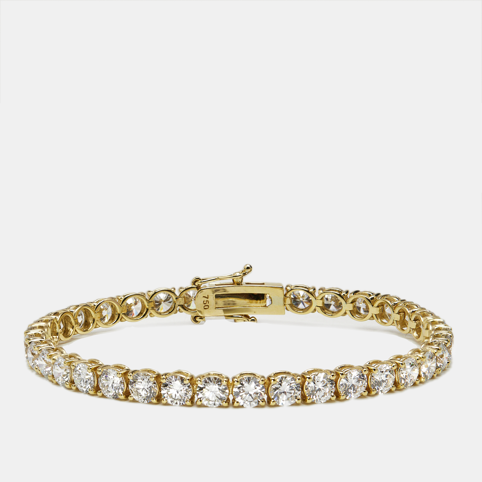 9.80 cts round brilliant lab grown diamonds 18k yellow gold tennis bracelet