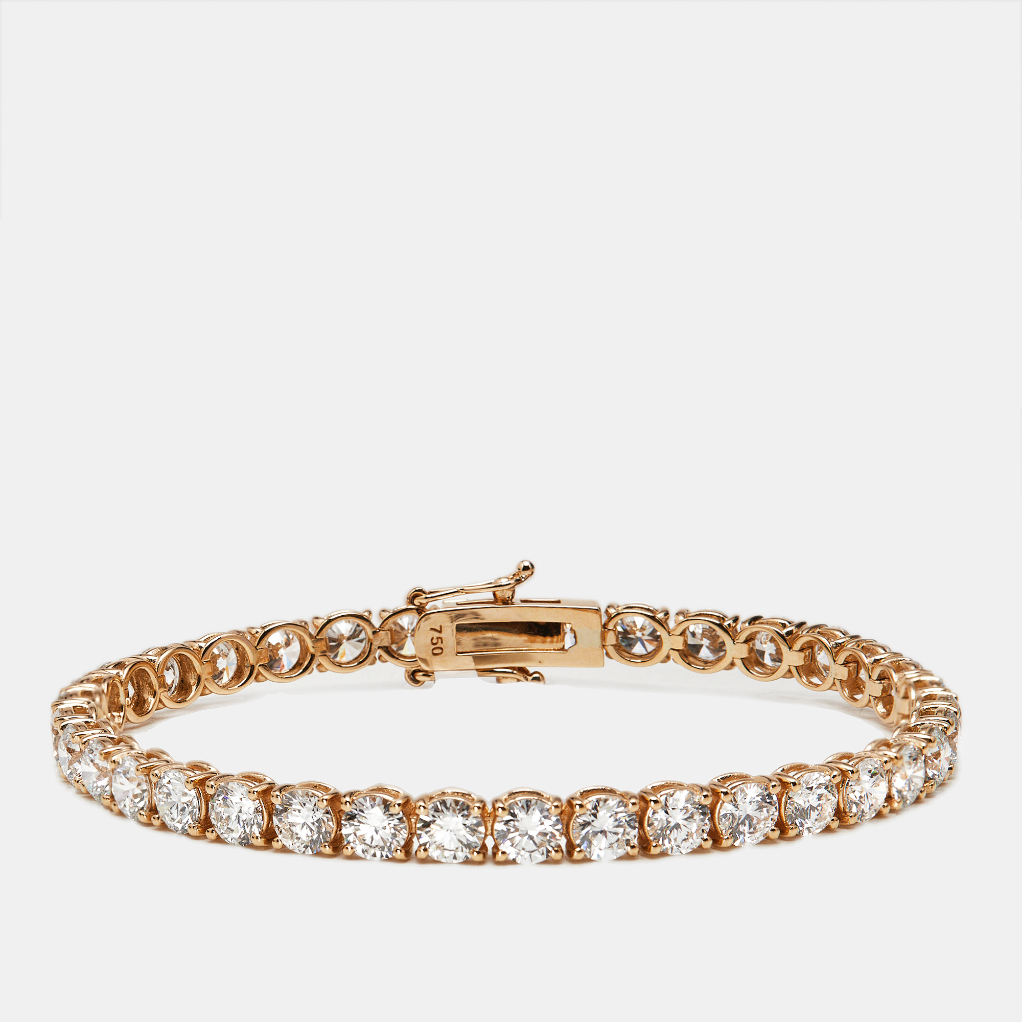 9.80 cts round brilliant lab grown diamonds 18k rose gold tennis bracelet
