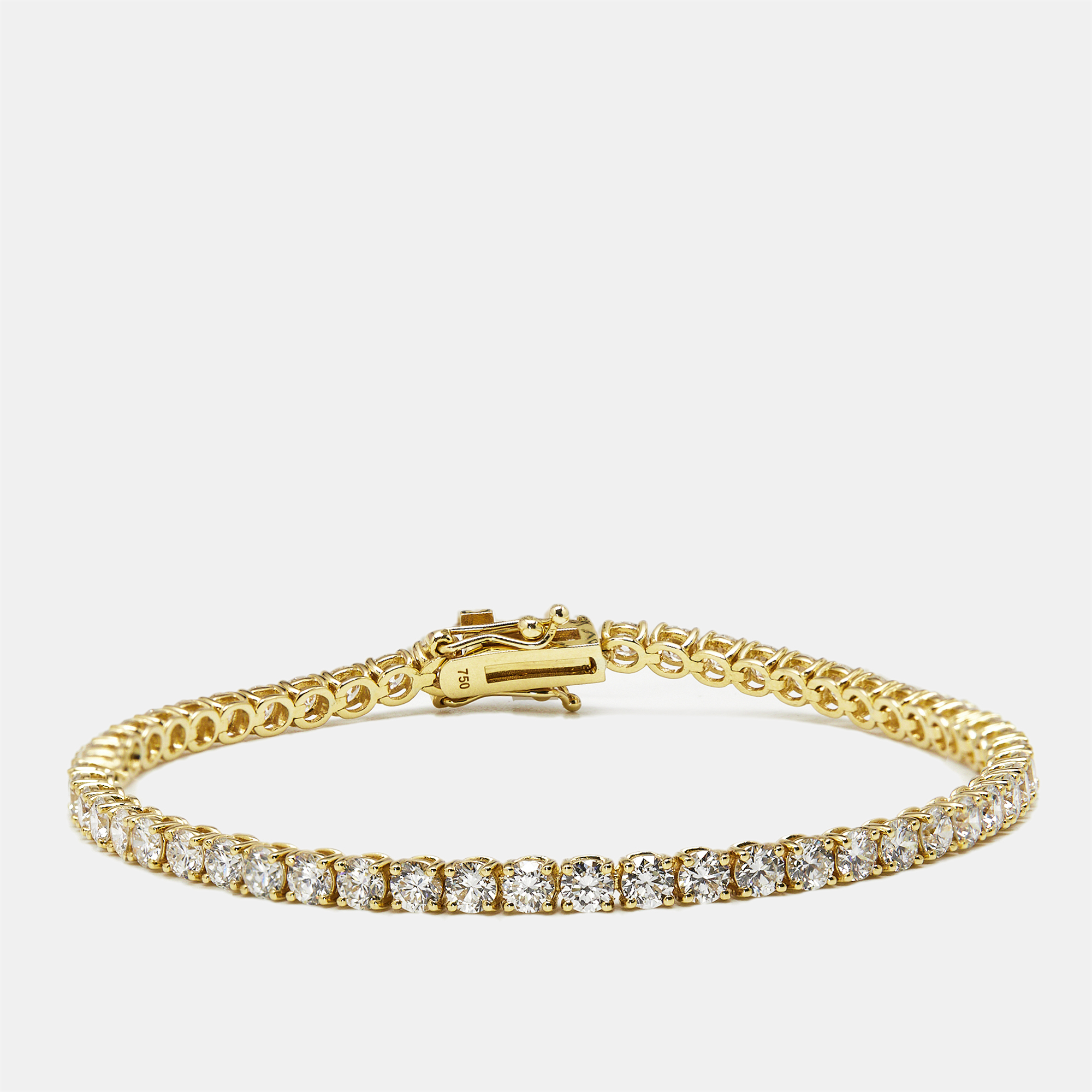 5.30 cts round brilliant lab grown diamonds 18k yellow gold tennis bracelet