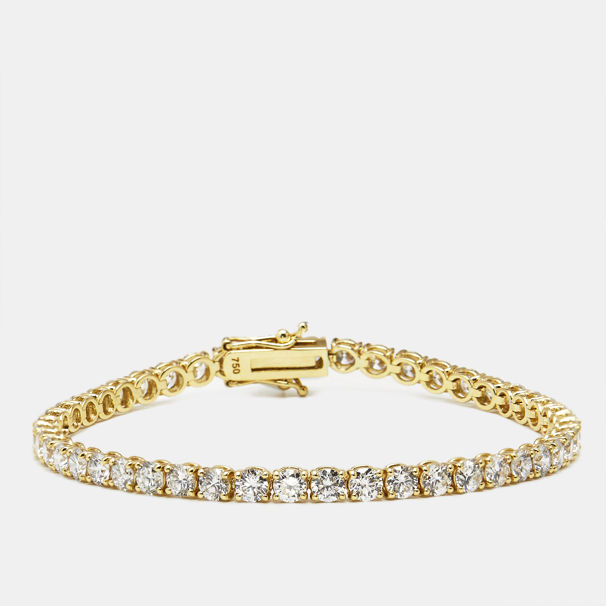 6.00 cts round brilliant lab grown diamonds 18k yellow gold tennis bracelet