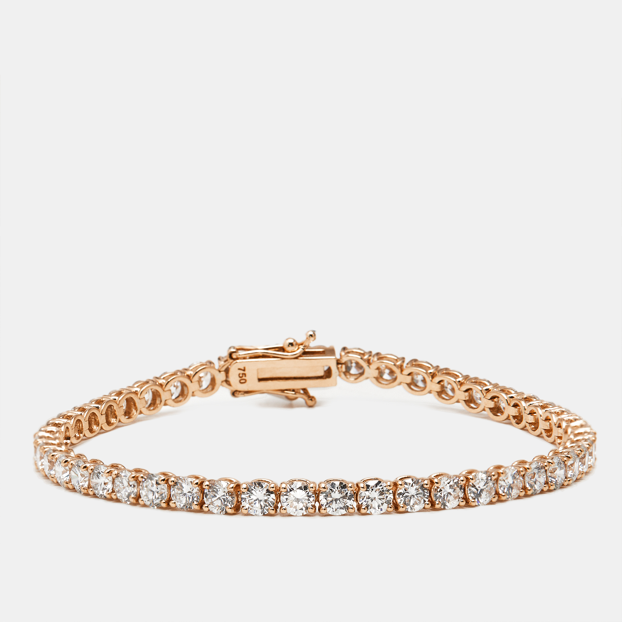 6.00 cts round brilliant lab grown diamonds 18k rose gold tennis bracelet