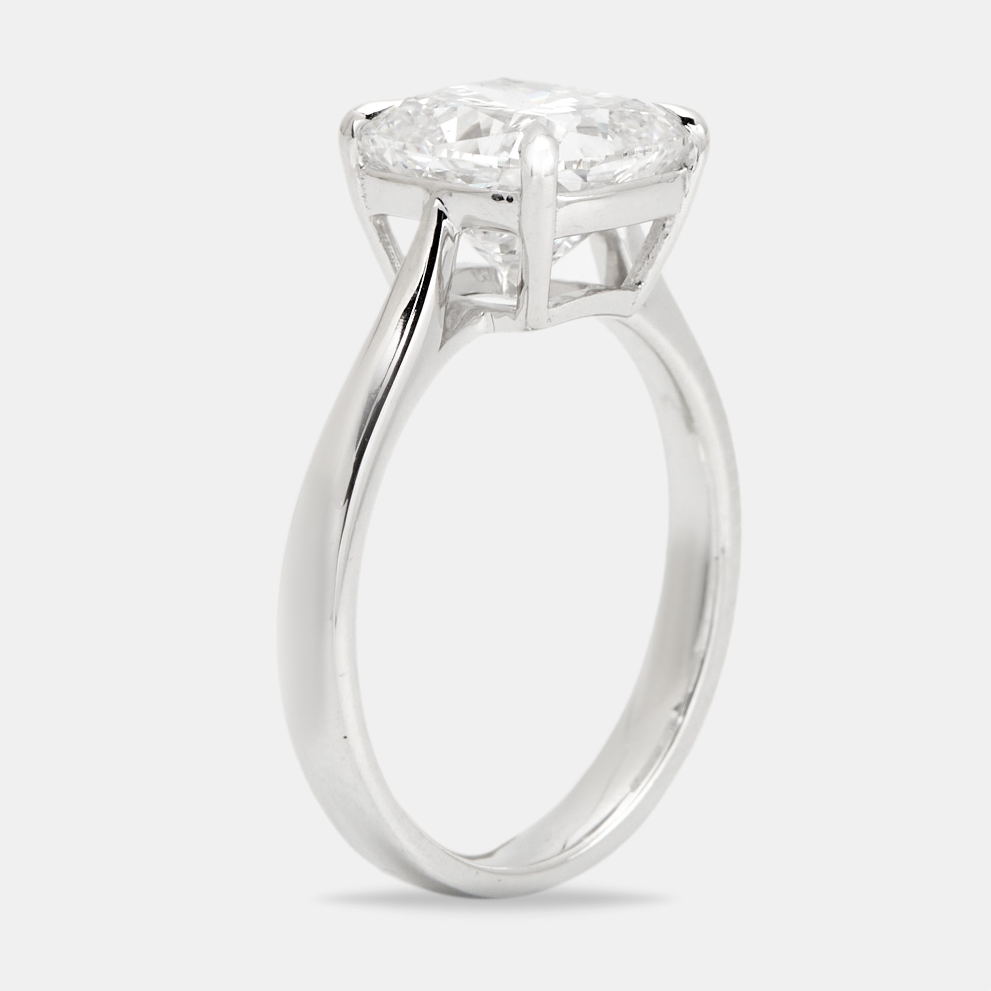 3.00 cts cushion brilliant lab grown diamond 18k white gold ring size 51