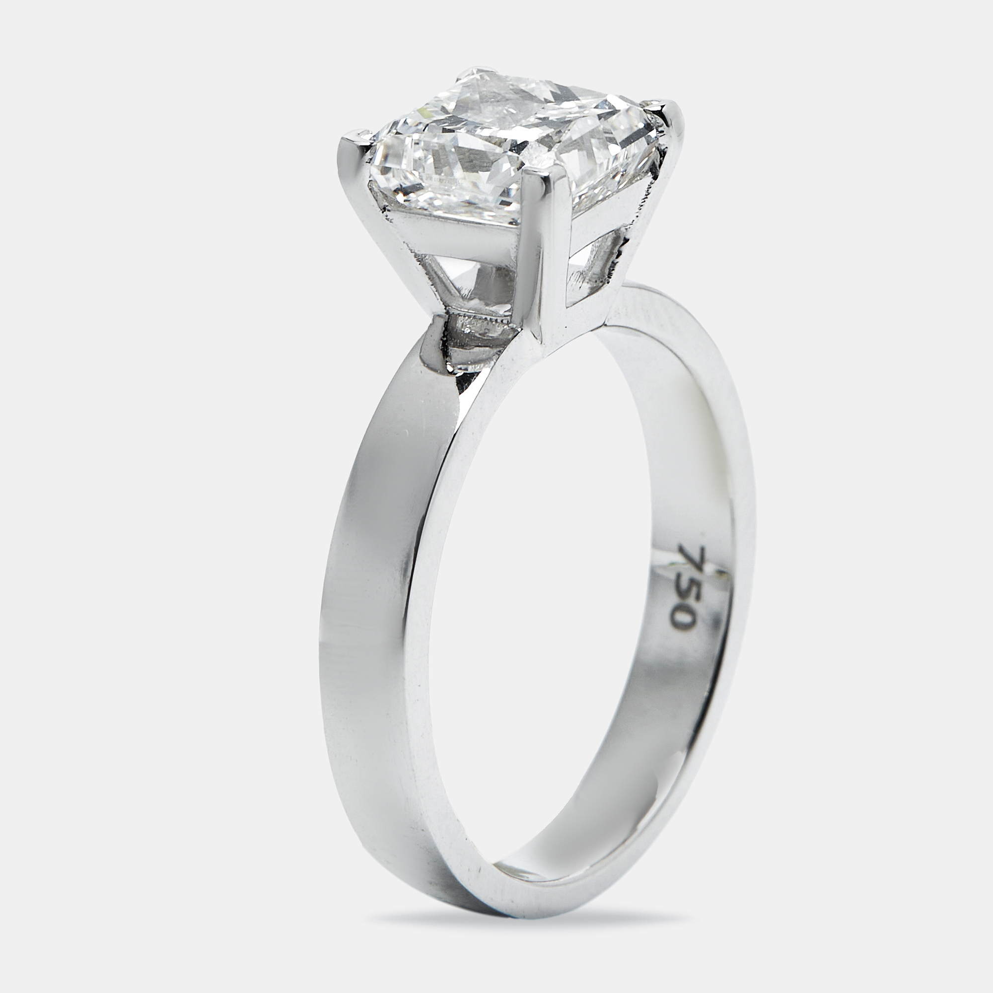 2.00 cts princess cut lab grown diamond 18k white gold ring size 51