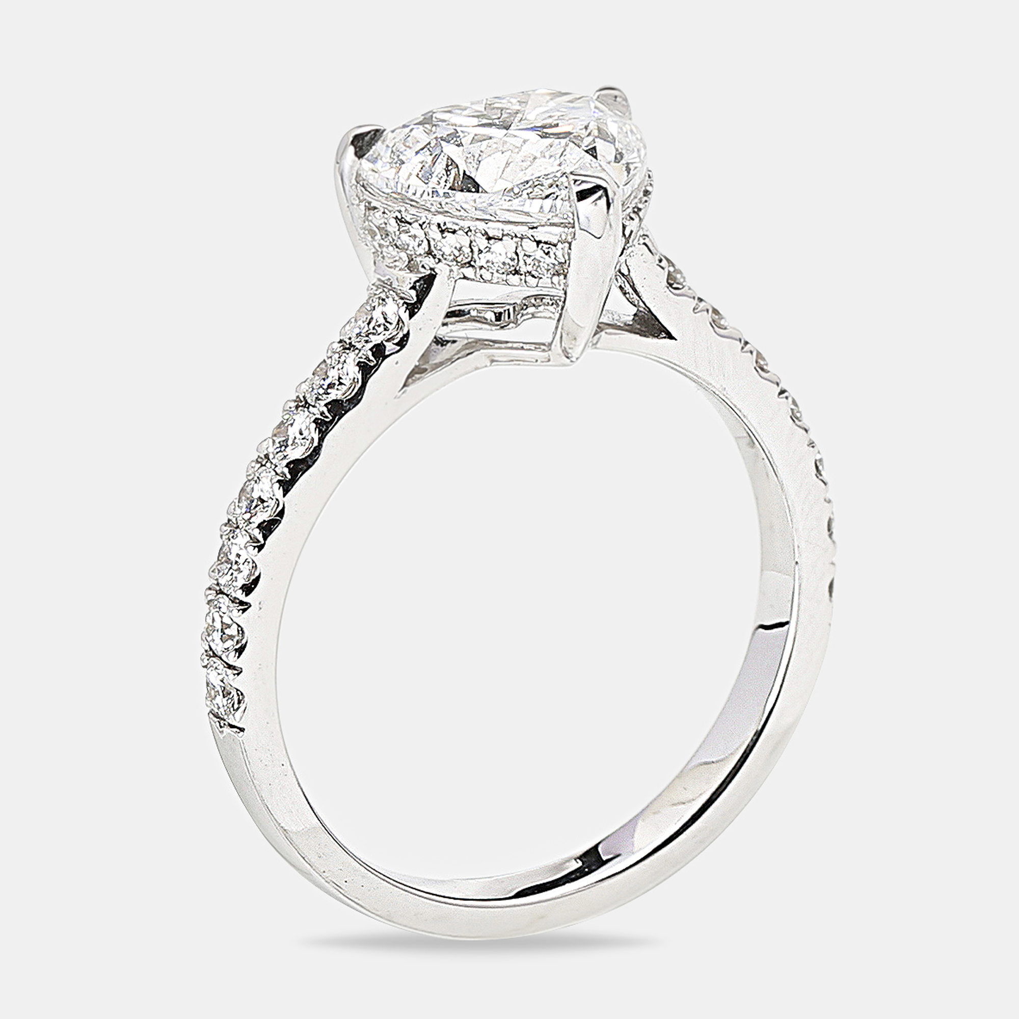 2.50 cts heart brilliant round 18k white gold lab grown diamonds ring size 51