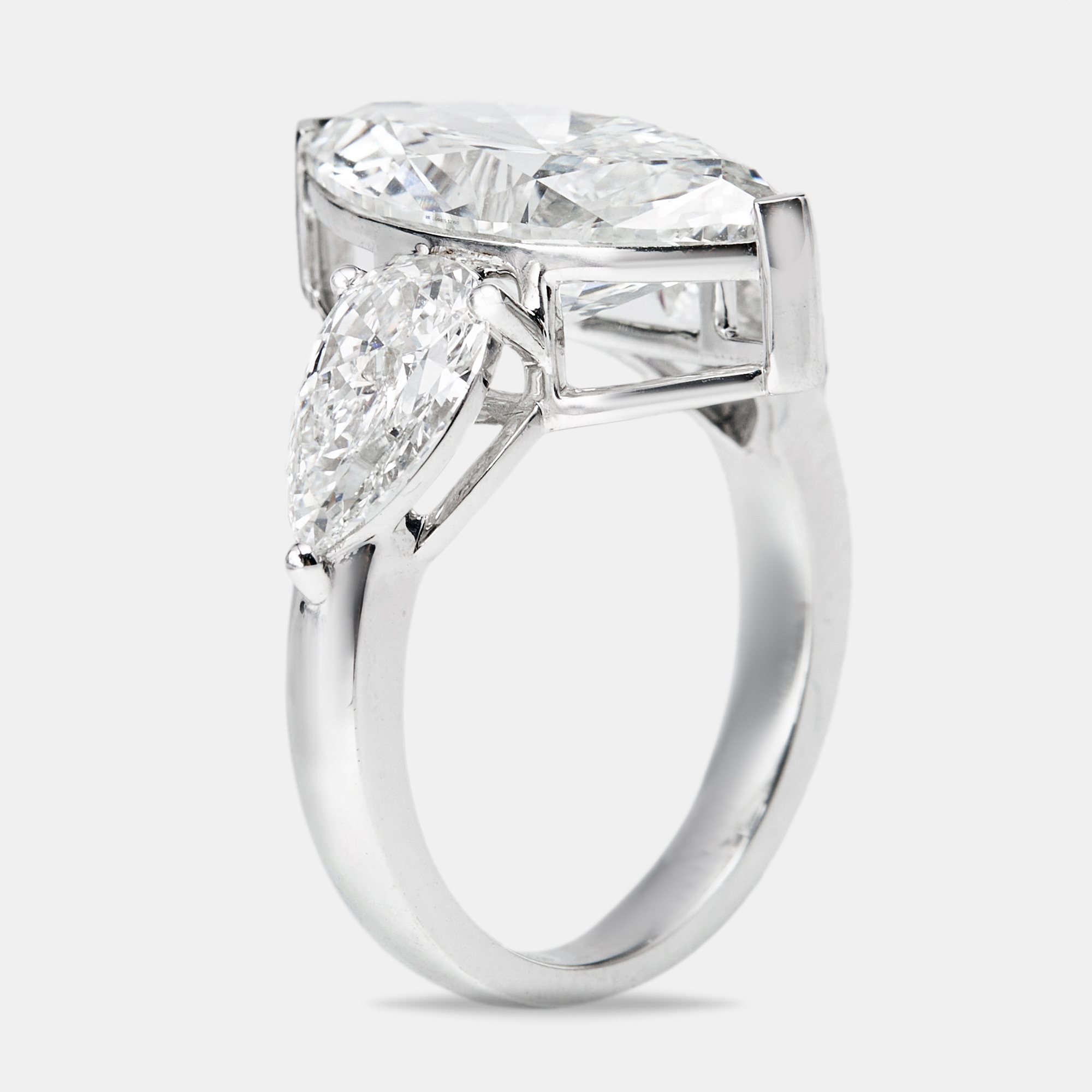 7.10 cts marquise and pear lab grown diamond 18k white gold ring size 53