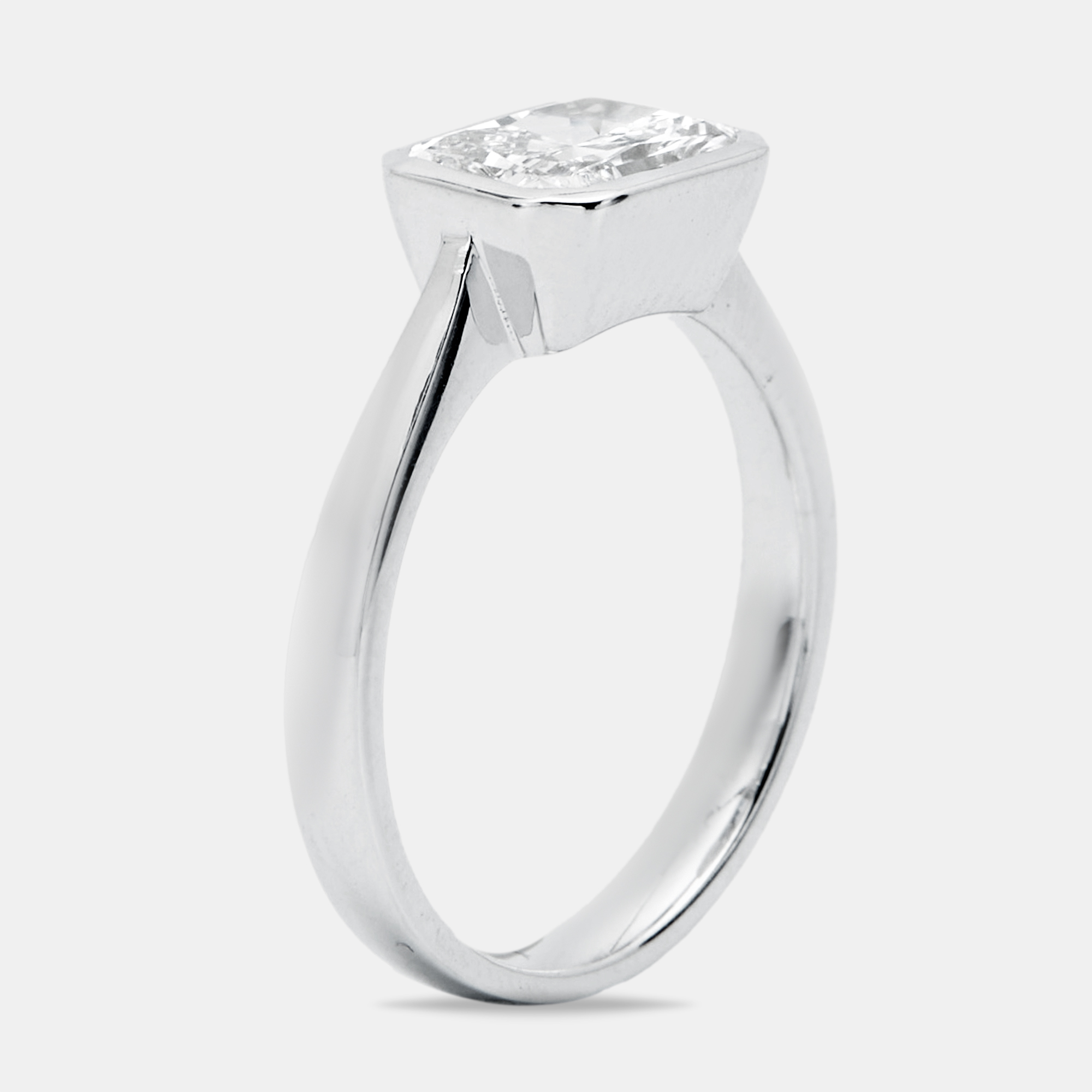 1.50 cts radiant cut lab grown diamond 18k white gold ring size 53
