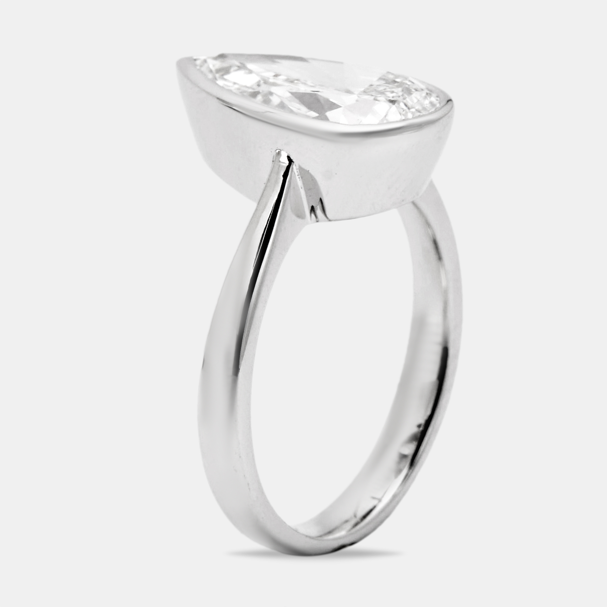 3.00 cts pear brilliant cut lab grown diamond 18k white gold ring size 53