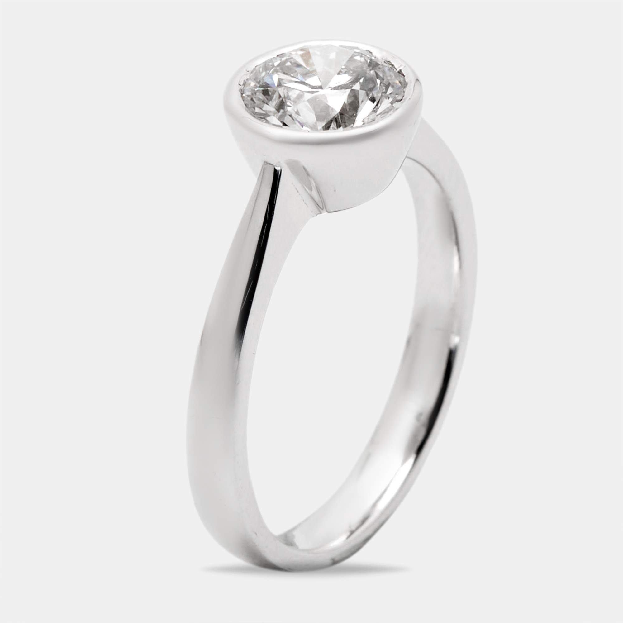 1.30 cts round brilliant cut lab grown diamond 18k white gold ring size 53