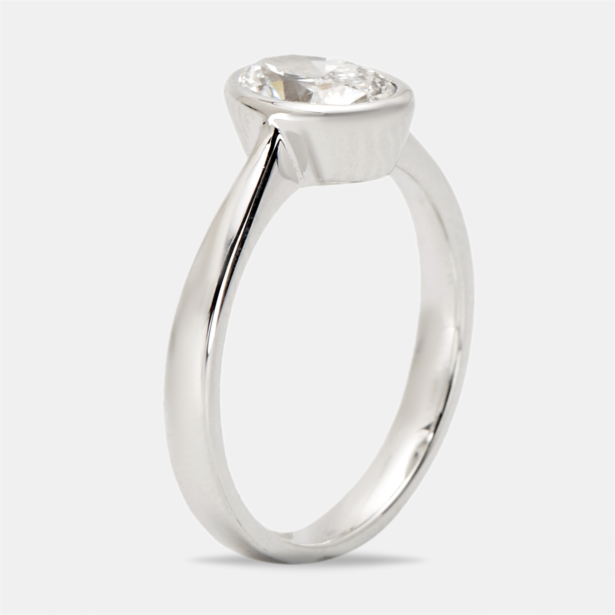 1.00 cts oval cut lab grown diamond 18k white gold ring size 53