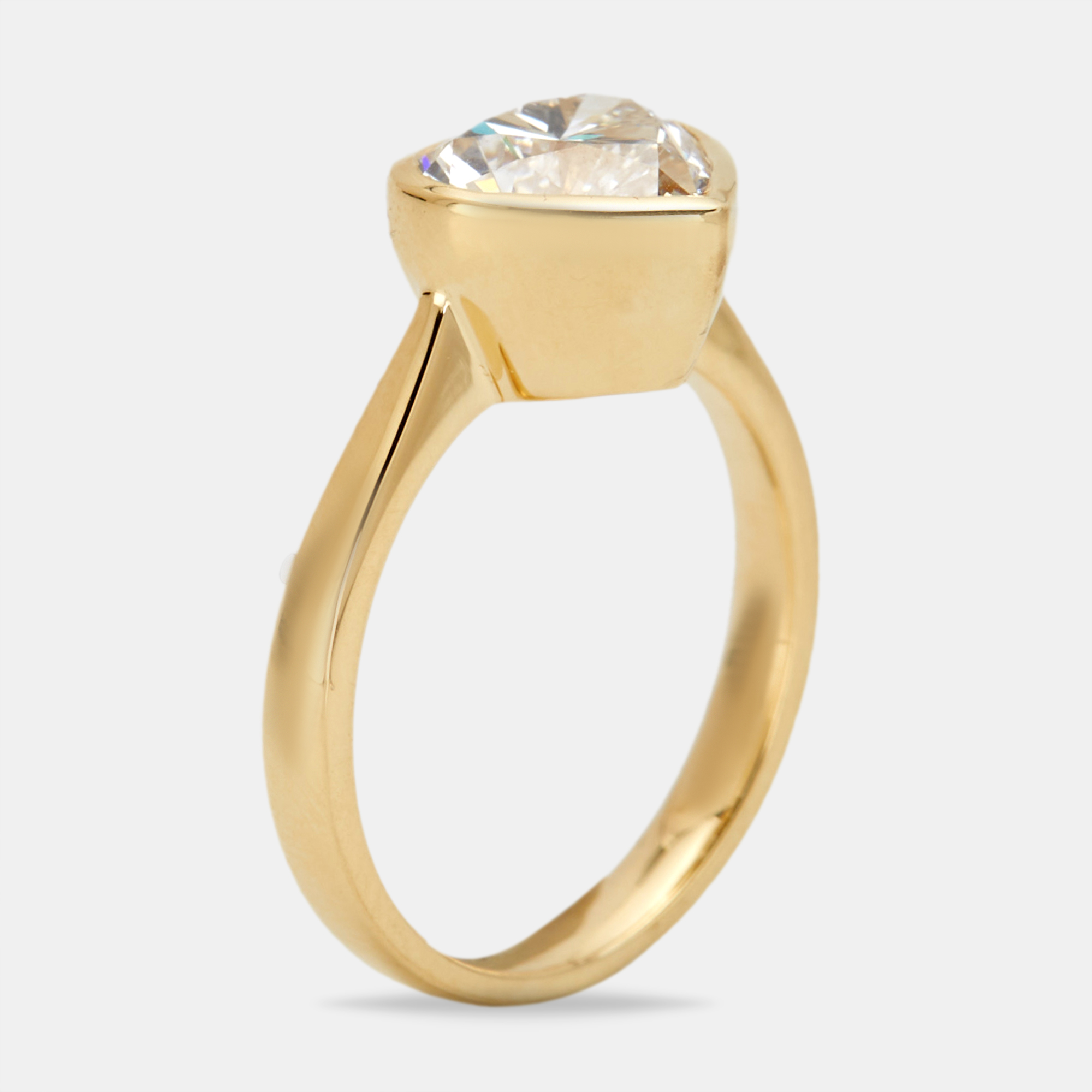 2.00 cts heart brilliant 18k yellow gold ring size 53
