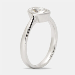 1.00 cts oval cut lab grown diamond 18k white gold ring size 54