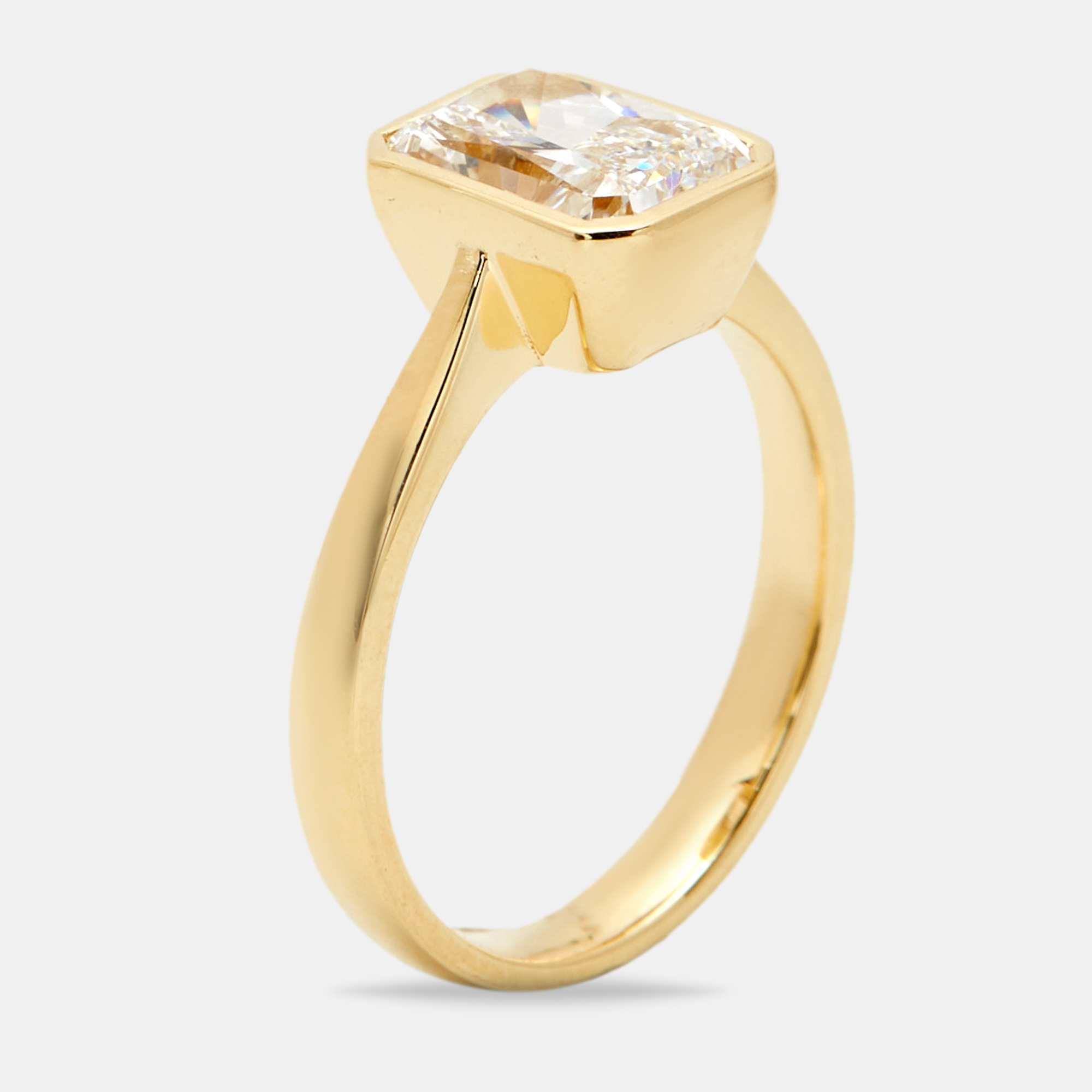 2.00 cts radiant brilliant 18k yellow gold ring size 54