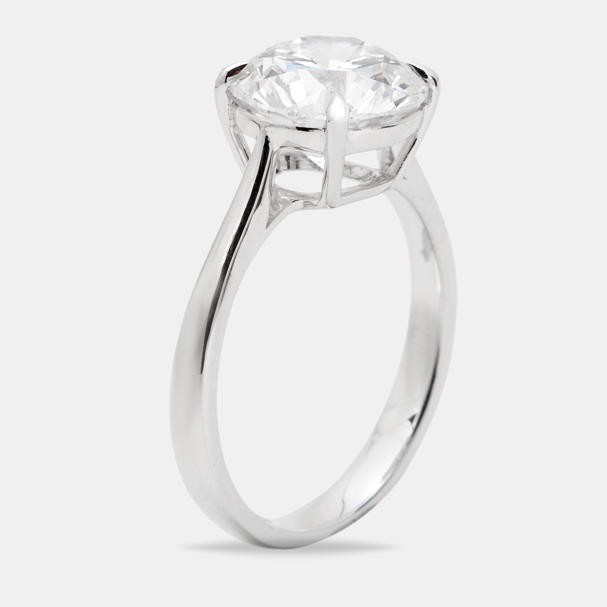 3.15 cts round brilliant lab grown diamond 18k white gold ring size 54